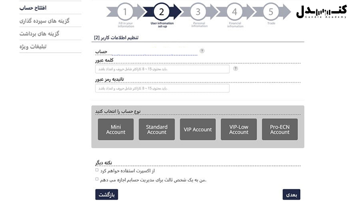 تنظیم رمز عبور بروکر یو اس جی اف ایکس